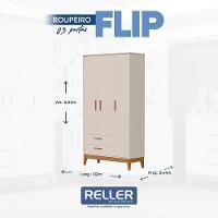 Jogo De Quarto Infantil Flip Guarda Roupa 3 Portas E Berço Americano Areia Fosco - Reller Móveis Areia Fosco - 5
