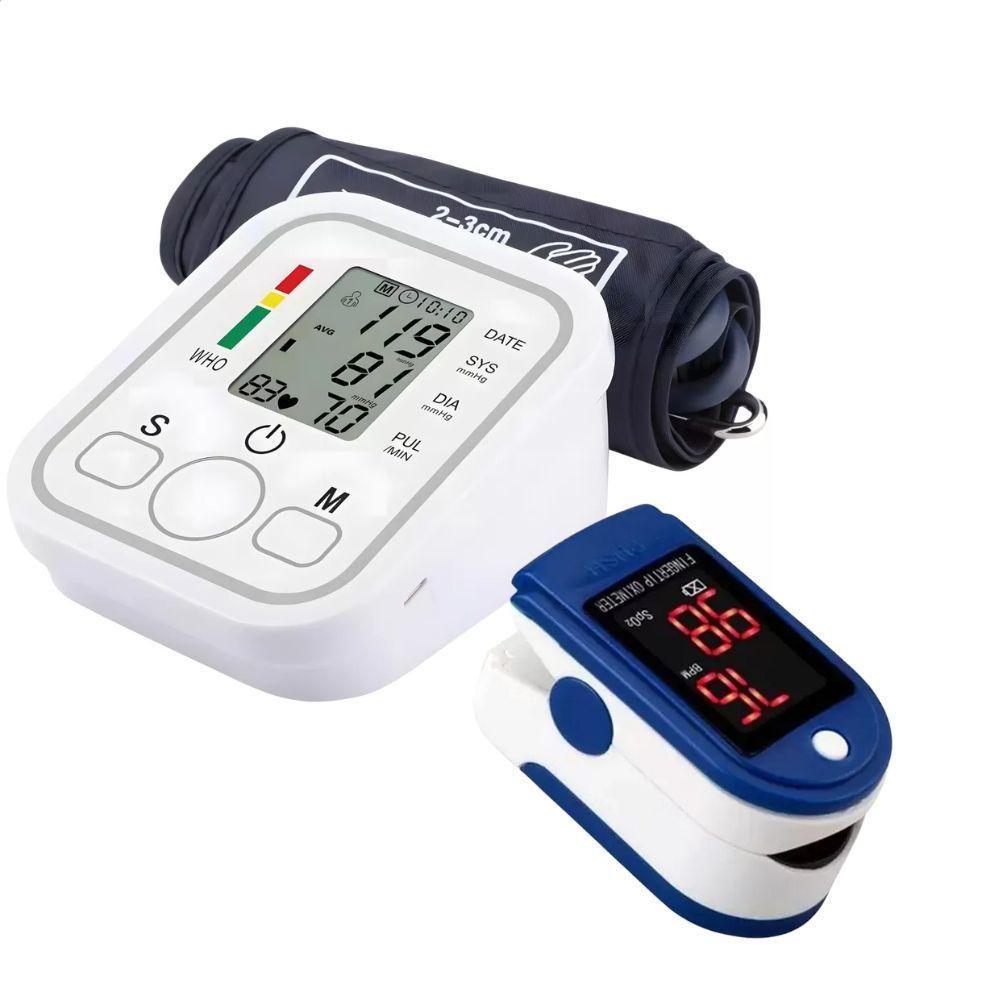 Kit Oxímetro Digital Portátil Para Dedo Medidor De Saturação Pulsação E Aparelho De Medir Pressão Arterial De Braço - 1