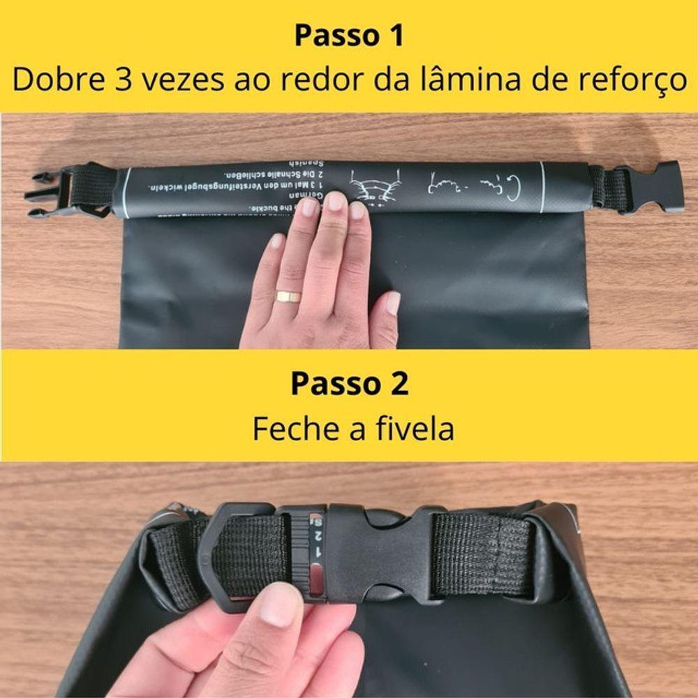 Bolsa Saco Estanque A Prova D'água 10l Reforçada Com Alça Passeio Aquático Mergulho Pescaria Natação Canoagem Preto - 6