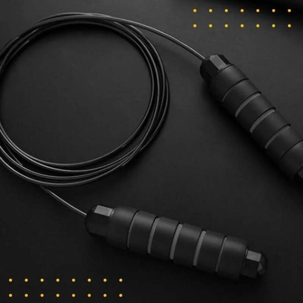 Corda De Pular Ajustável 2,8m Resistente Fitness Academia Treino Funcional Preto - 2