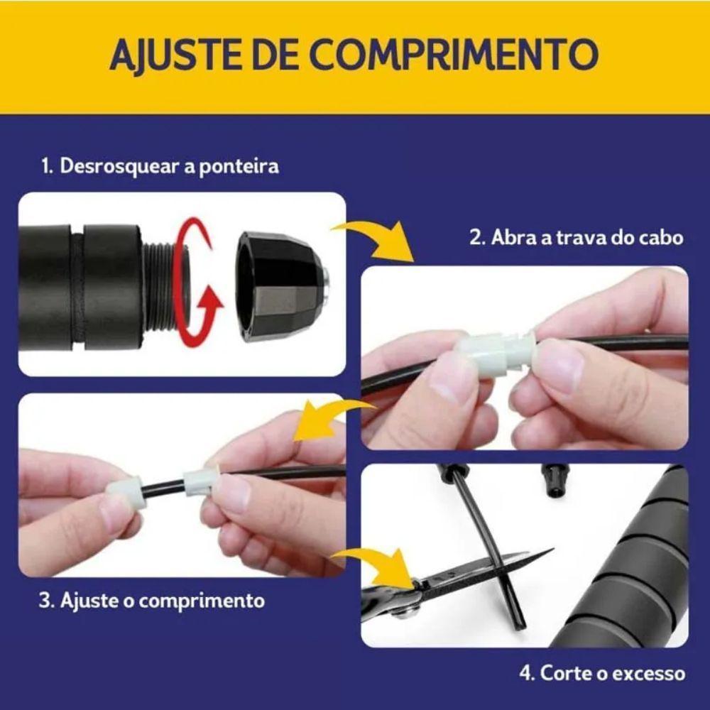 Corda De Pular Ajustável 2,8m Resistente Fitness Academia Treino Funcional Preto - 5