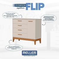 Jogo De Quarto Infantil Flip Guarda Roupa 4 Portas E Cômoda 1 Porta Areia Fosco - Reller Móveis Areia Fosco - 5