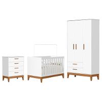 Dormitório Infantil Flip Guarda Roupa 3 Portas, Cômoda 4 Gavetas E Berço Branco Fosco - Reller Móveis Branco Fosco - 1