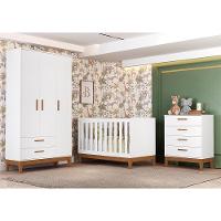 Dormitório Infantil Flip Guarda Roupa 3 Portas, Cômoda 4 Gavetas E Berço Branco Fosco - Reller Móveis Branco Fosco - 2