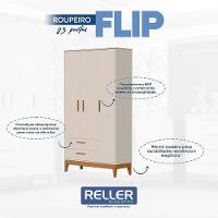 Dormitório Infantil Flip Guarda Roupa 3 Portas, Cômoda 1 Porta E Berço Areia Fosco - Reller Móveis Areia Fosco