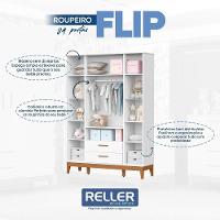 Jogo De Quarto Infantil Flip Guarda Roupa 4 Portas E Cômoda 4 Gavetas Branco Fosco - Reller Móveis Branco Fosco - 3