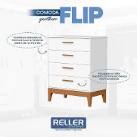 Jogo De Quarto Infantil Flip Guarda Roupa 4 Portas E Cômoda 4 Gavetas Branco Fosco - Reller Móveis Branco Fosco - 5