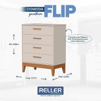 Jogo De Quarto Infantil Flip Guarda Roupa 4 Portas E Cômoda 4 Gavetas Areia Fosco - Reller Móveis Areia Fosco - 2