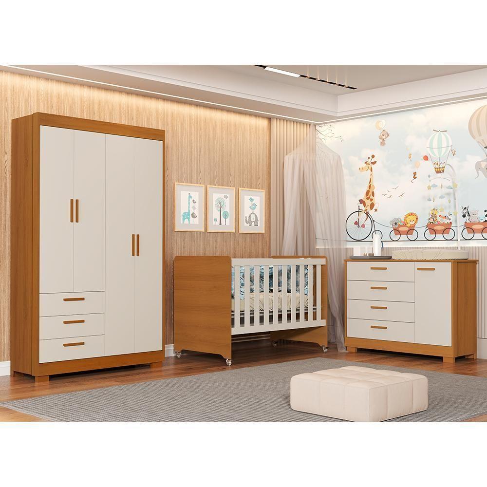 Dormitório Infantil Zaki Guarda Roupa, Cômoda E Berço Evolution Areia Reller Móveis Areia Fosco-savana - 2