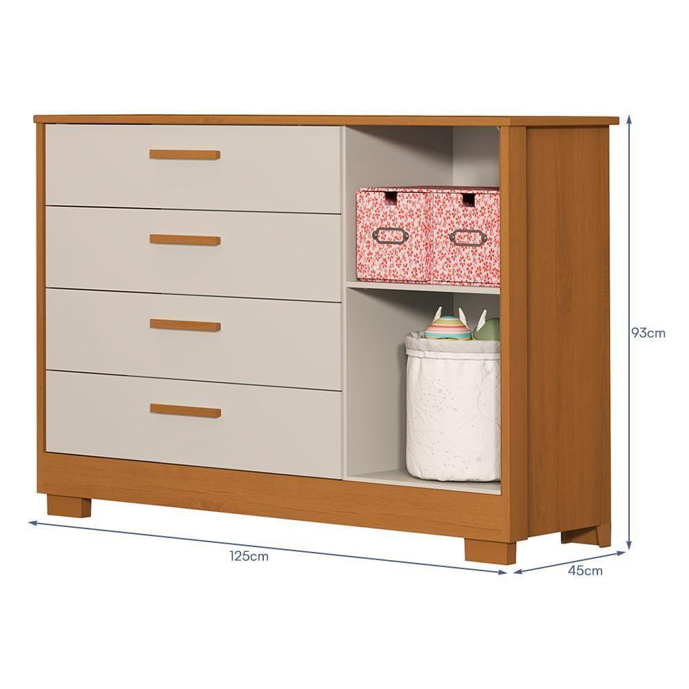 Dormitório Infantil Zaki Guarda Roupa, Cômoda E Berço Evolution Areia Reller Móveis Areia Fosco-savana - 4