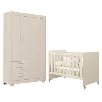 Jogo De Quarto Infantil Guarda Roupa Zaki E Berço Evolution Areia Fosco - Reller Móveis Areia Fosco - 1