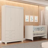 Jogo De Quarto Infantil Guarda Roupa Zaki E Berço Evolution Areia Fosco - Reller Móveis Areia Fosco - 2