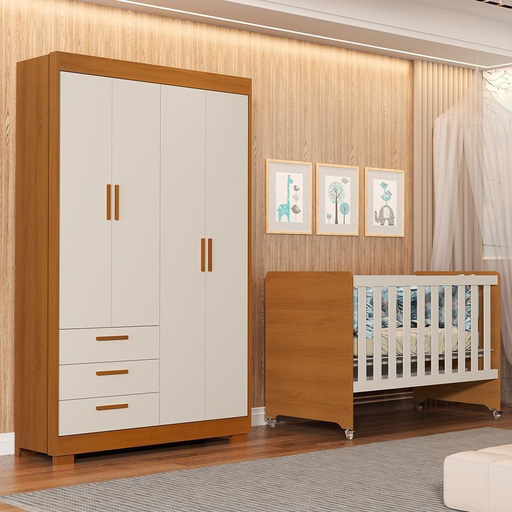 Jogo De Quarto Infantil Guarda Roupa Zaki E Berço Evolution Areia Fosco/savana - Reller Móveis Areia Fosco/savana - 5