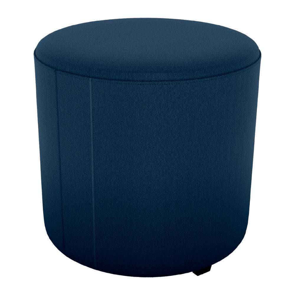 Puff Redondo Decorativo Copenhage 43x43 Cm Veludo Milani Store Azul - 1