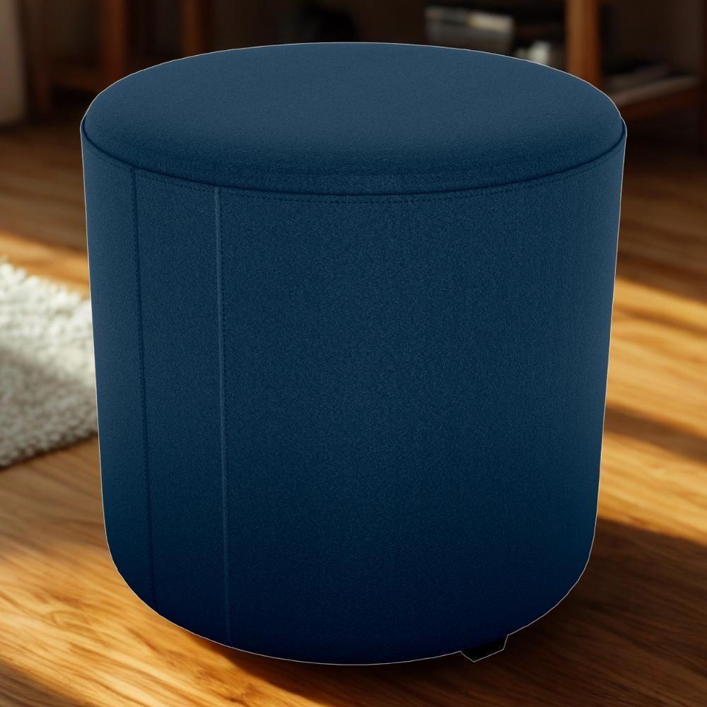 Puff Redondo Decorativo Copenhage 43x43 Cm Veludo Milani Store Azul - 2
