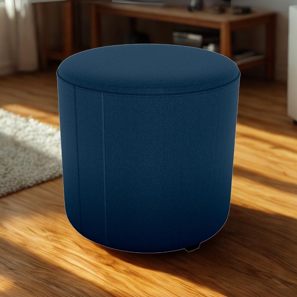 Puff Redondo Decorativo Copenhage 43x43 Cm Veludo Milani Store Azul - 7