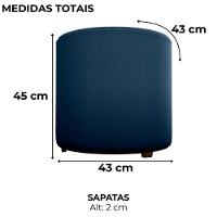 Puff Redondo Decorativo Copenhage 43x43 Cm Veludo Milani Store Azul - 3