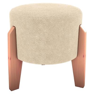 Puff Decorativo Para Sala Luxo 44x44 Cm Boucle F492 Milani Store Natural