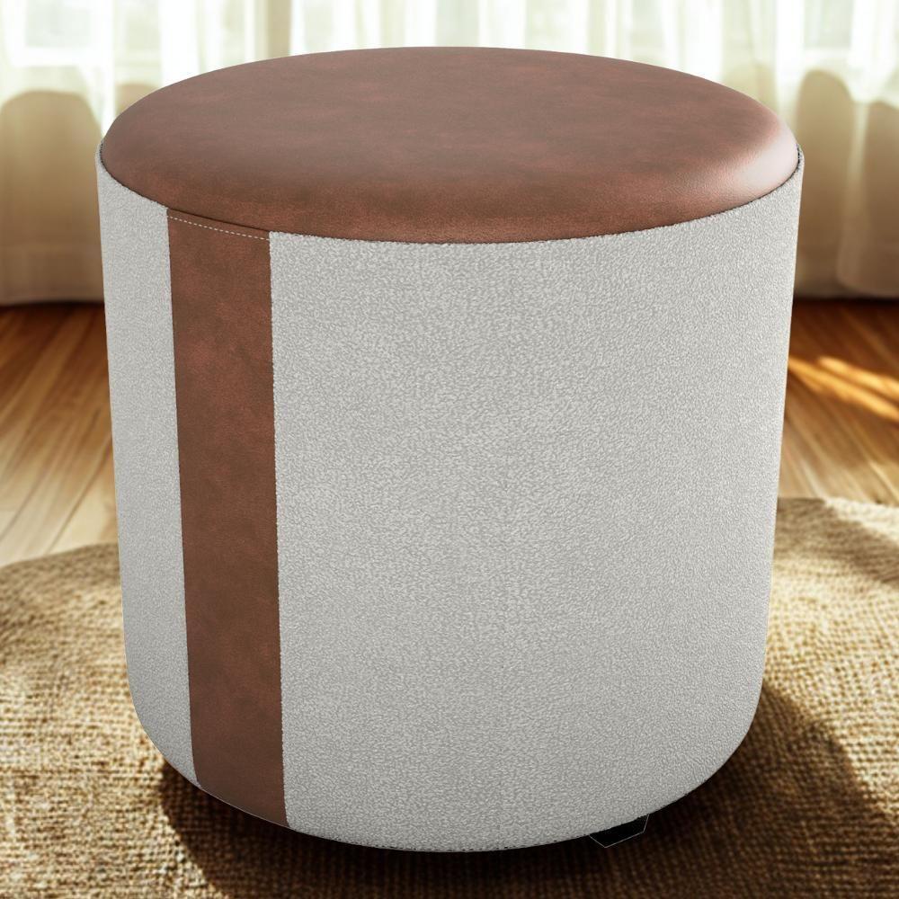 Puff Redondo Copenhage Corano Marrom Boucle Milani Store Natural - 2