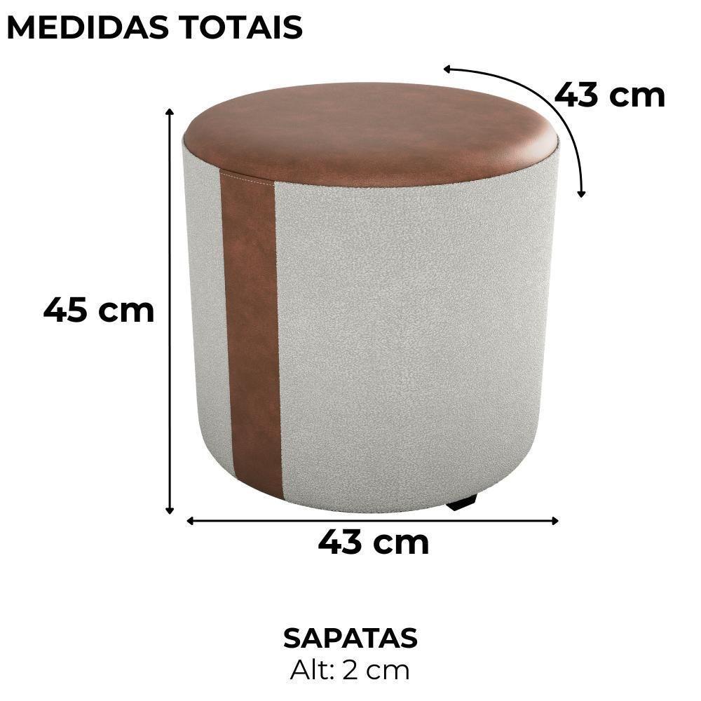 Puff Redondo Copenhage Corano Marrom Boucle Milani Store Natural - 3