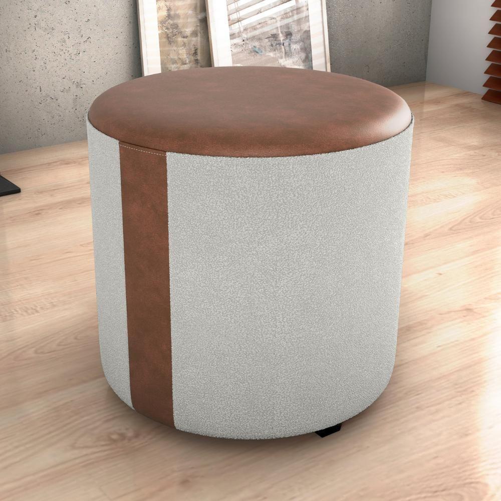 Puff Redondo Copenhage Corano Marrom Boucle Milani Store Natural - 7