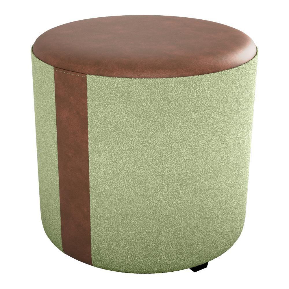 Puff Redondo Copenhage Corano Marrom Boucle Milani Store Oliva - 1