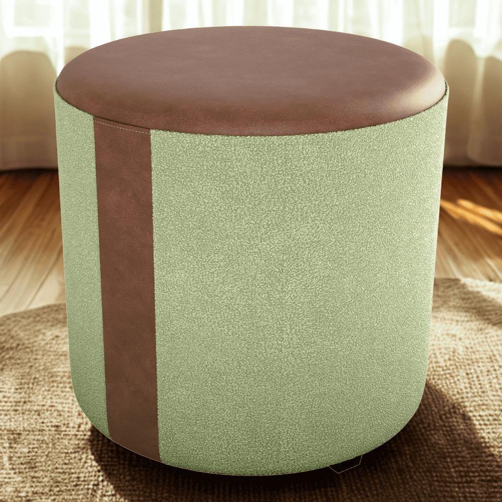 Puff Redondo Copenhage Corano Marrom Boucle Milani Store Oliva - 2