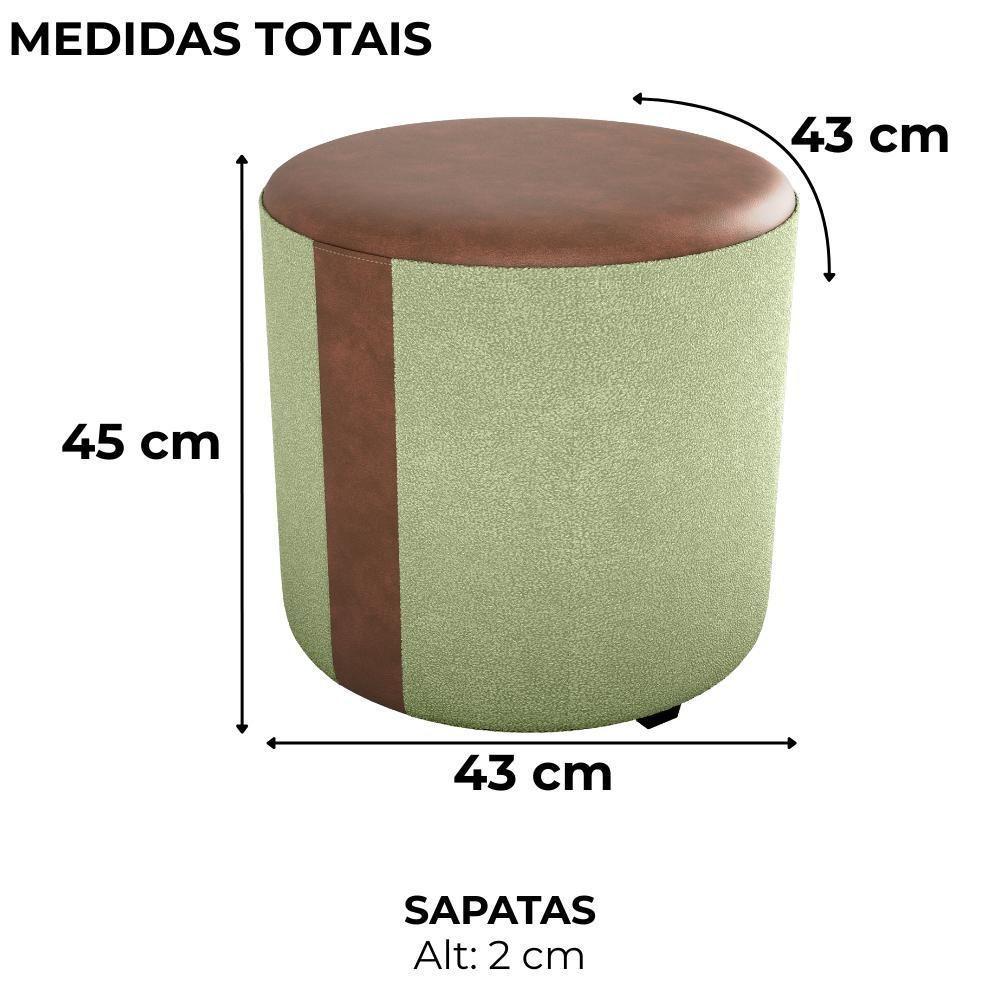 Puff Redondo Copenhage Corano Marrom Boucle Milani Store Oliva - 3