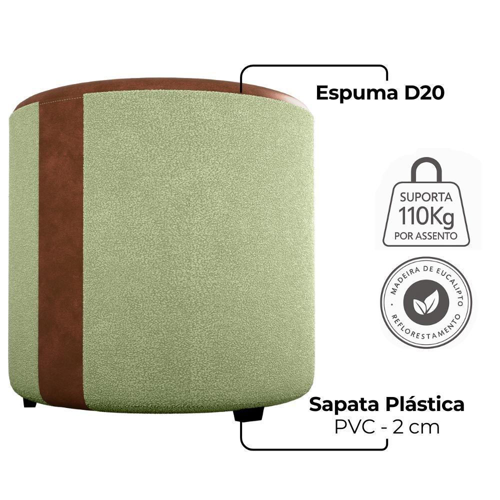 Puff Redondo Copenhage Corano Marrom Boucle Milani Store Oliva - 4