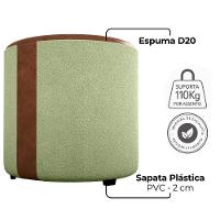 Puff Redondo Copenhage Corano Marrom Boucle Milani Store Oliva