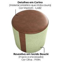 Puff Redondo Copenhage Corano Marrom Boucle Milani Store Oliva - 5
