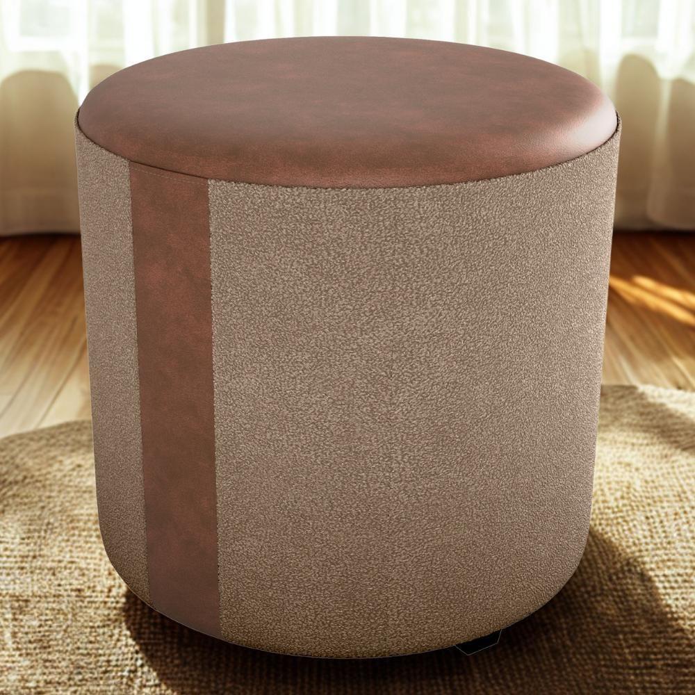 Puff Redondo Copenhage Corano Marrom Boucle Milani Store Marrom - 2