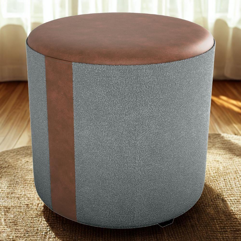 Puff Redondo Copenhage Corano Marrom Boucle Milani Store Cinza - 2