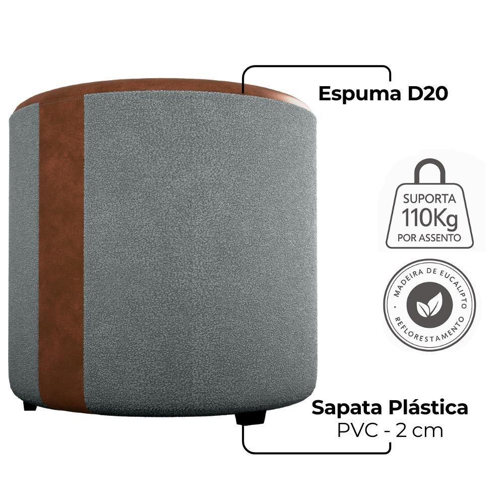 Puff Redondo Copenhage Corano Marrom Boucle Milani Store Cinza - 4