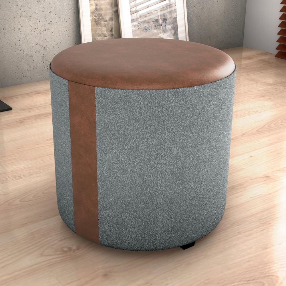 Puff Redondo Copenhage Corano Marrom Boucle Milani Store Cinza - 7