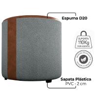 Puff Redondo Copenhage Corano Marrom Boucle Milani Store Cinza