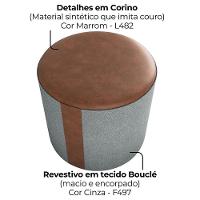 Puff Redondo Copenhage Corano Marrom Boucle Milani Store Cinza - 5
