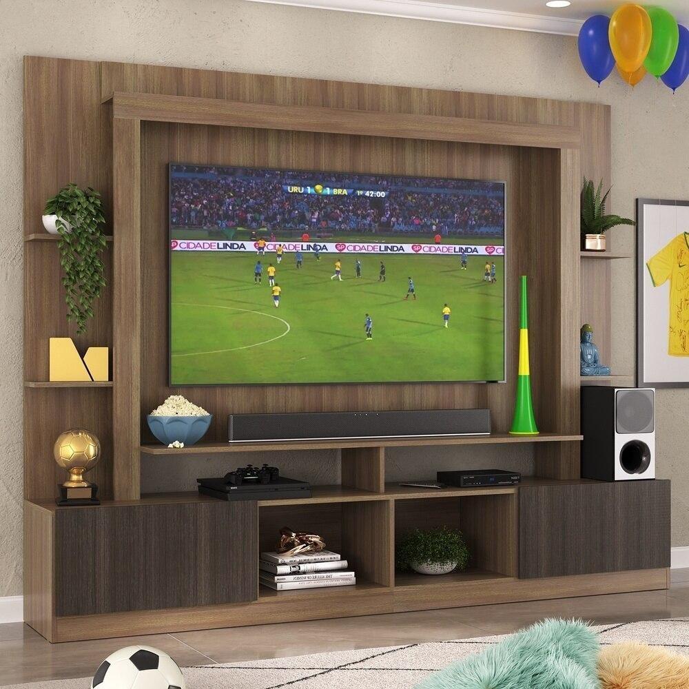 Rack Estante Com Painel Tv 65" E 2 Portas Catar Multimóveis Br3395 Madeirado/tenerife - 1
