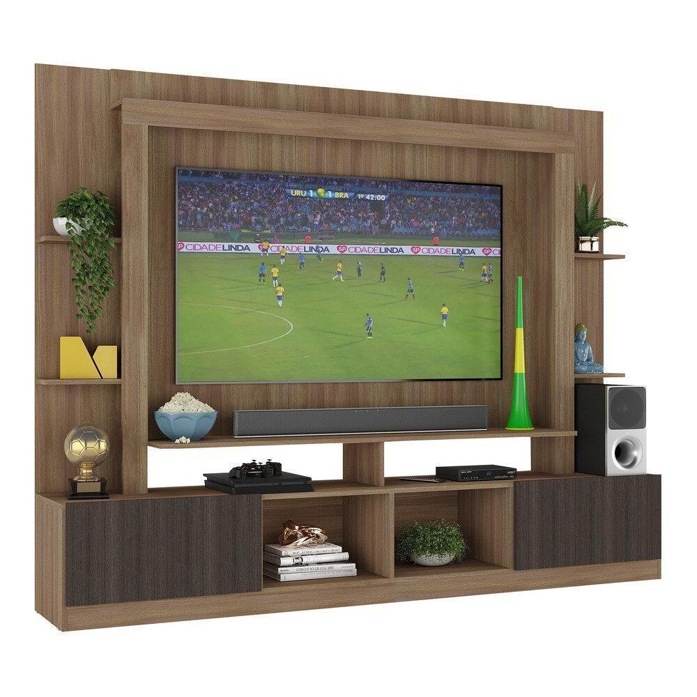 Rack Estante Com Painel Tv 65" E 2 Portas Catar Multimóveis Br3395 Madeirado/tenerife - 5
