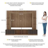 Rack Estante Com Painel Tv 65" E 2 Portas Catar Multimóveis Br3395 Madeirado/tenerife