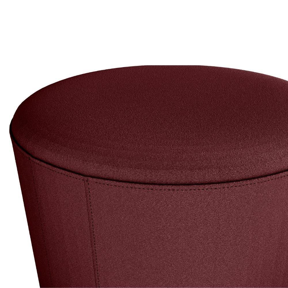 Puff Redondo Decorativo Copenhage 43x43 Cm Veludo Milani Store Vermelho - 2