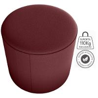 Puff Redondo Decorativo Copenhage 43x43 Cm Veludo Milani Store Vermelho