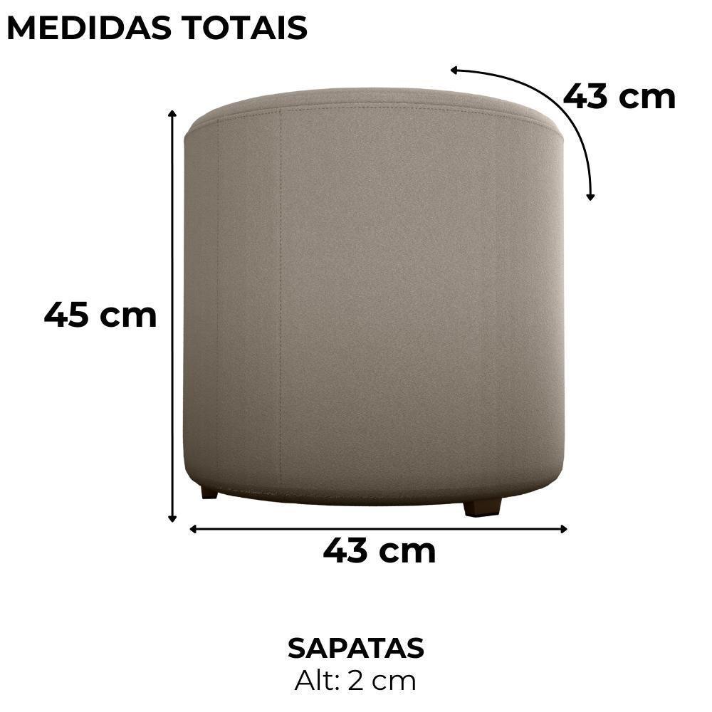 Puff Redondo Decorativo Copenhage 43x43 Cm Veludo Milani Store Marrom Claro - 2