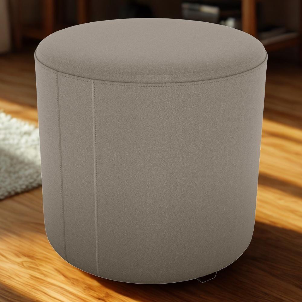 Puff Redondo Decorativo Copenhage 43x43 Cm Veludo Milani Store Marrom Claro - 4