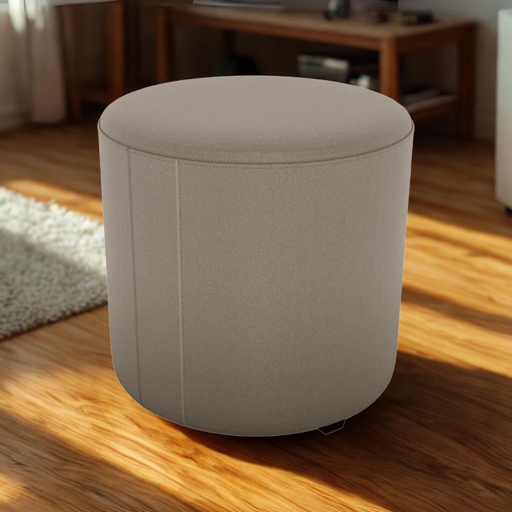 Puff Redondo Decorativo Copenhage 43x43 Cm Veludo Milani Store Marrom Claro - 6