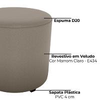 Puff Redondo Decorativo Copenhage 43x43 Cm Veludo Milani Store Marrom Claro - 3