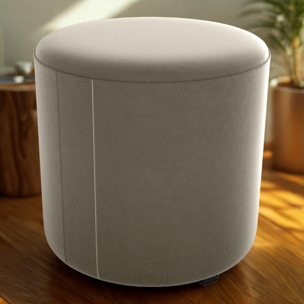 Puff Redondo Copenhage Veludo Maserati Milani Store Marrom Claro - 2