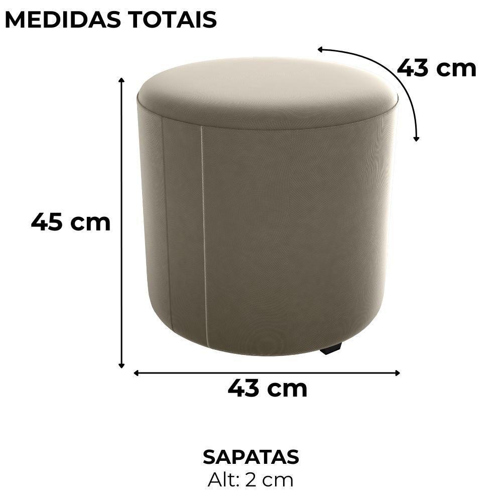 Puff Redondo Copenhage Veludo Maserati Milani Store Marrom Claro - 3