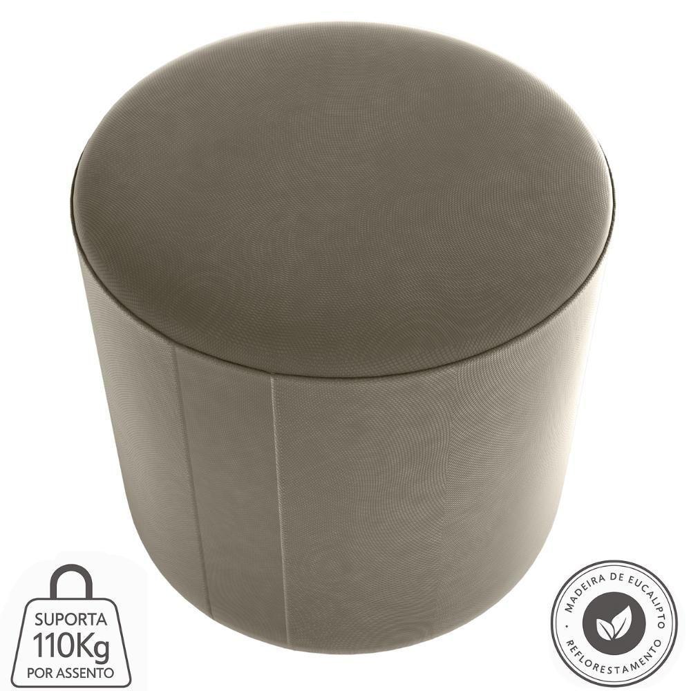 Puff Redondo Copenhage Veludo Maserati Milani Store Marrom Claro - 5