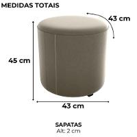 Puff Redondo Copenhage Veludo Maserati Milani Store Marrom Claro - 3